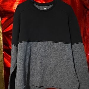 Adidas Sweatshirt Pullover Black and Gray Striped Crewneck
